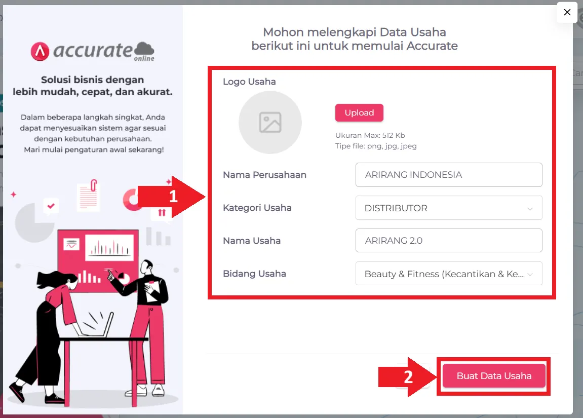 buat data usaha baru Accurate