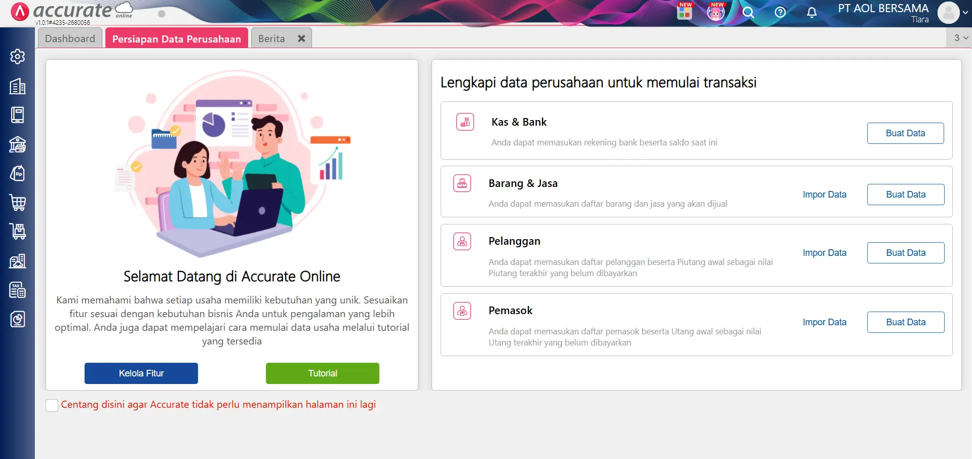 Mengisi data awal