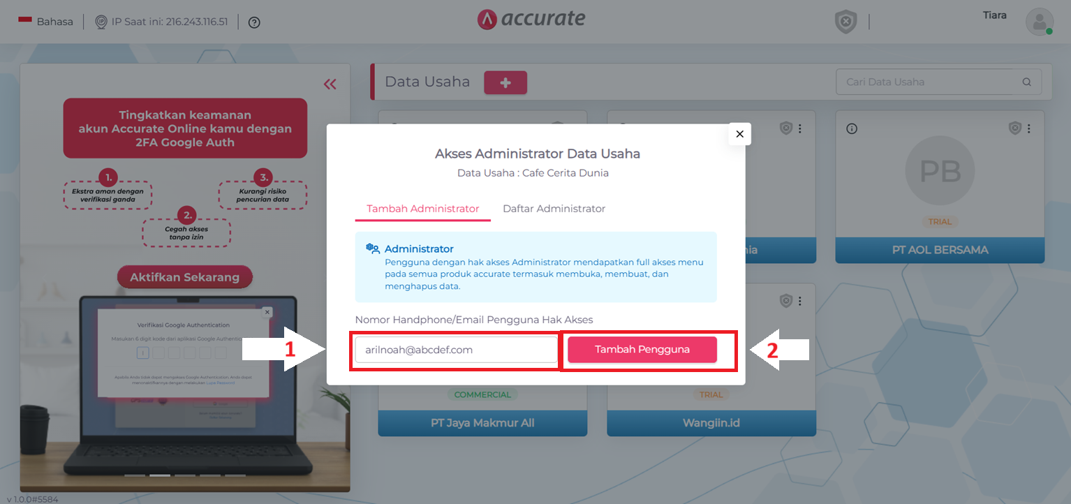 tambah pengguna Accurate Online