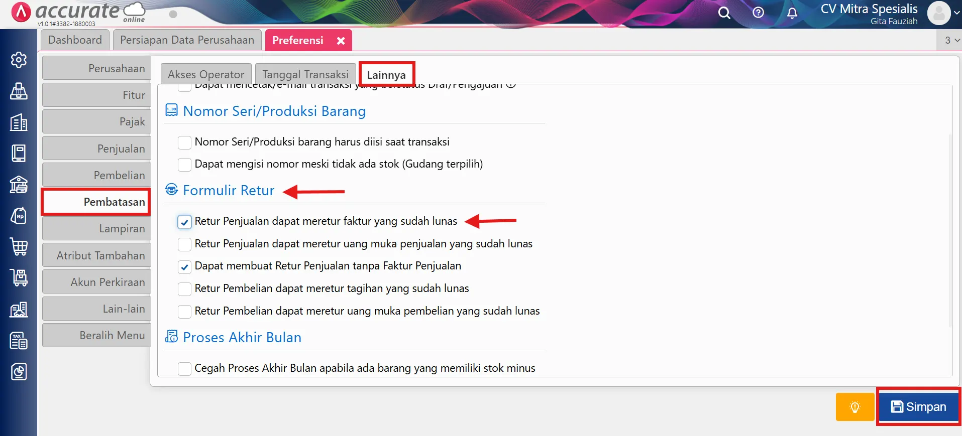 Mencatat retur faktur lunas potong faktur lain