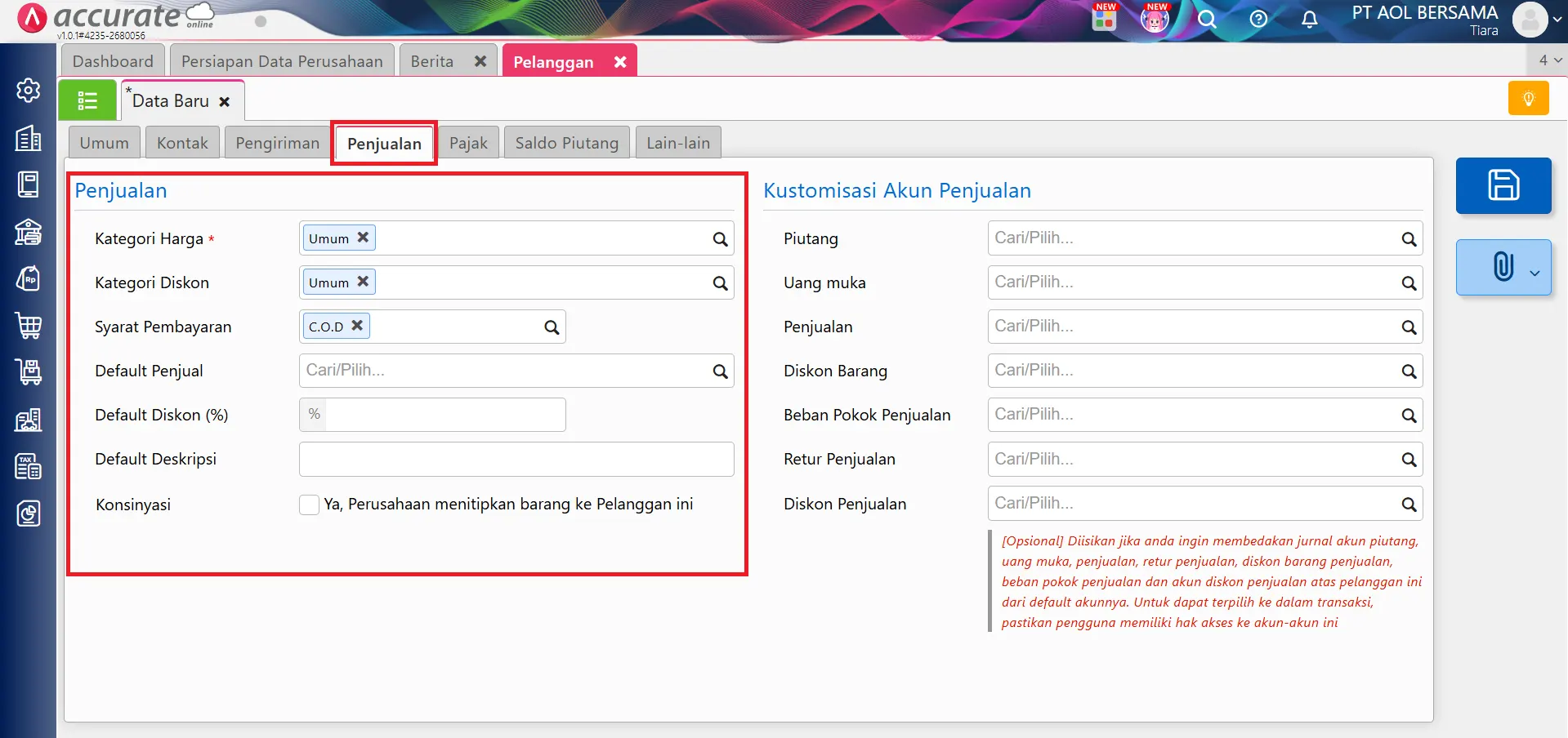 Mengisi data awal