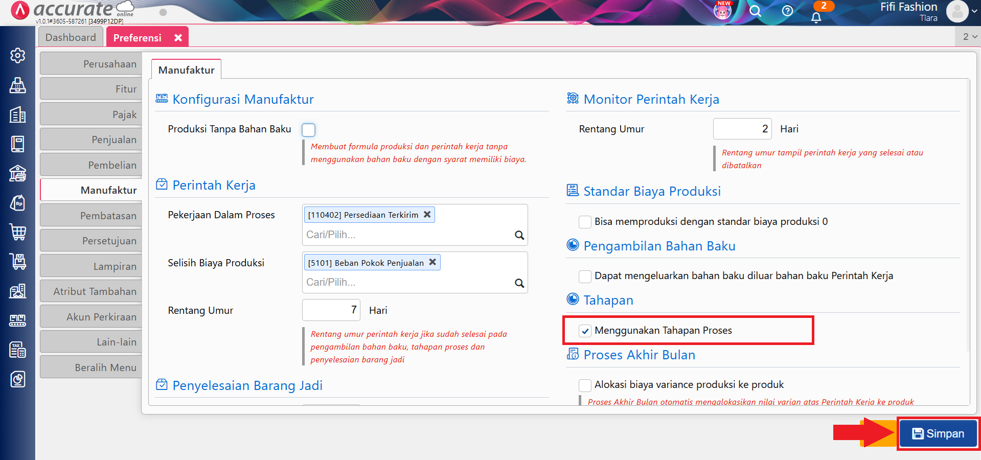 formula produksi dengan tahapan