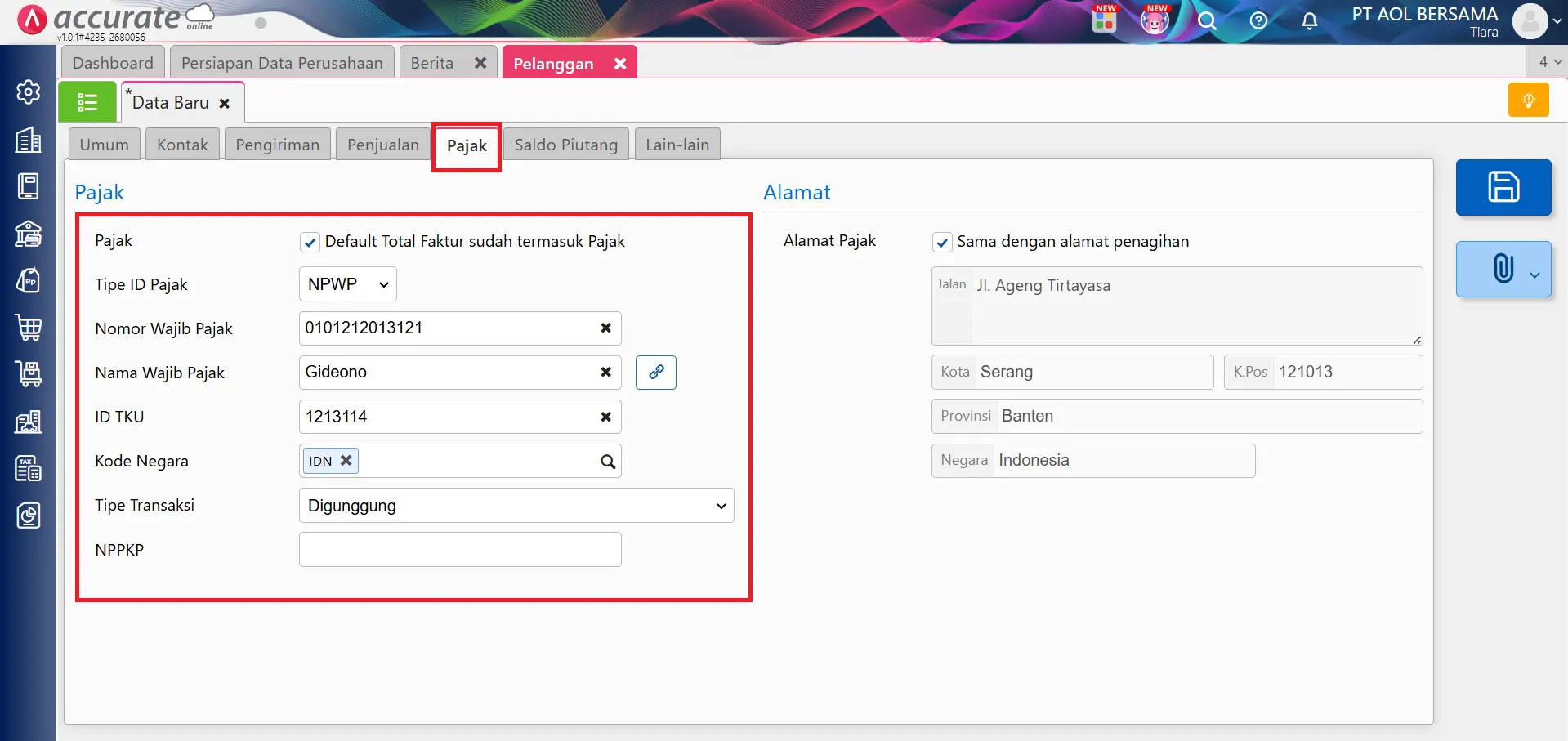 Mengisi data awal