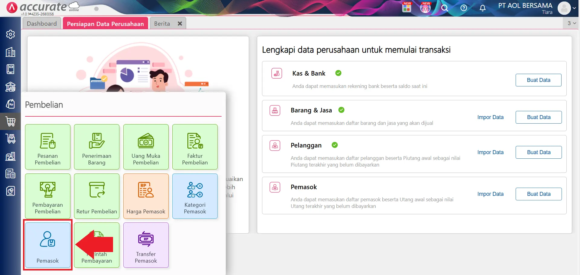 Mengisi data awal