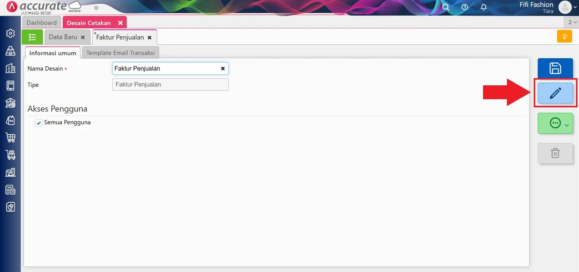 menampilkan status lunas di faktur penjualan