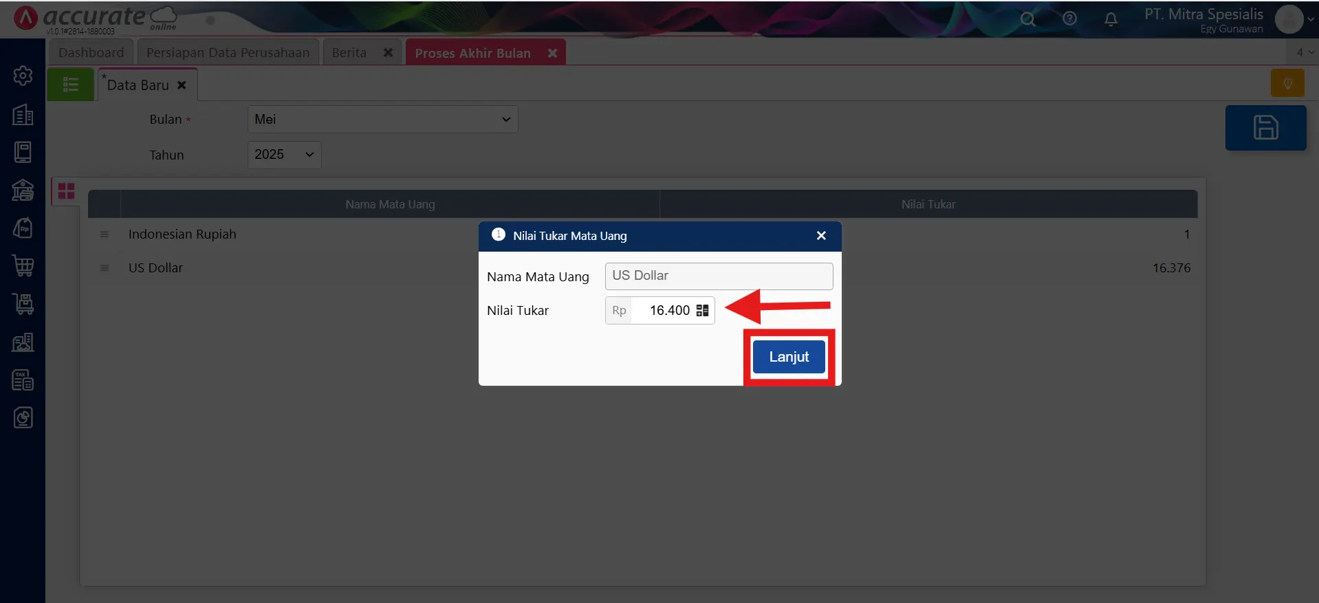 fitur proses akhir bulan