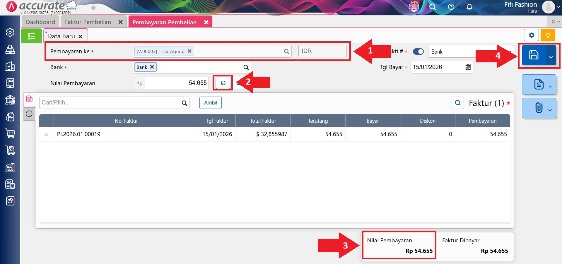 mencatat pembayaran utang PPN valas