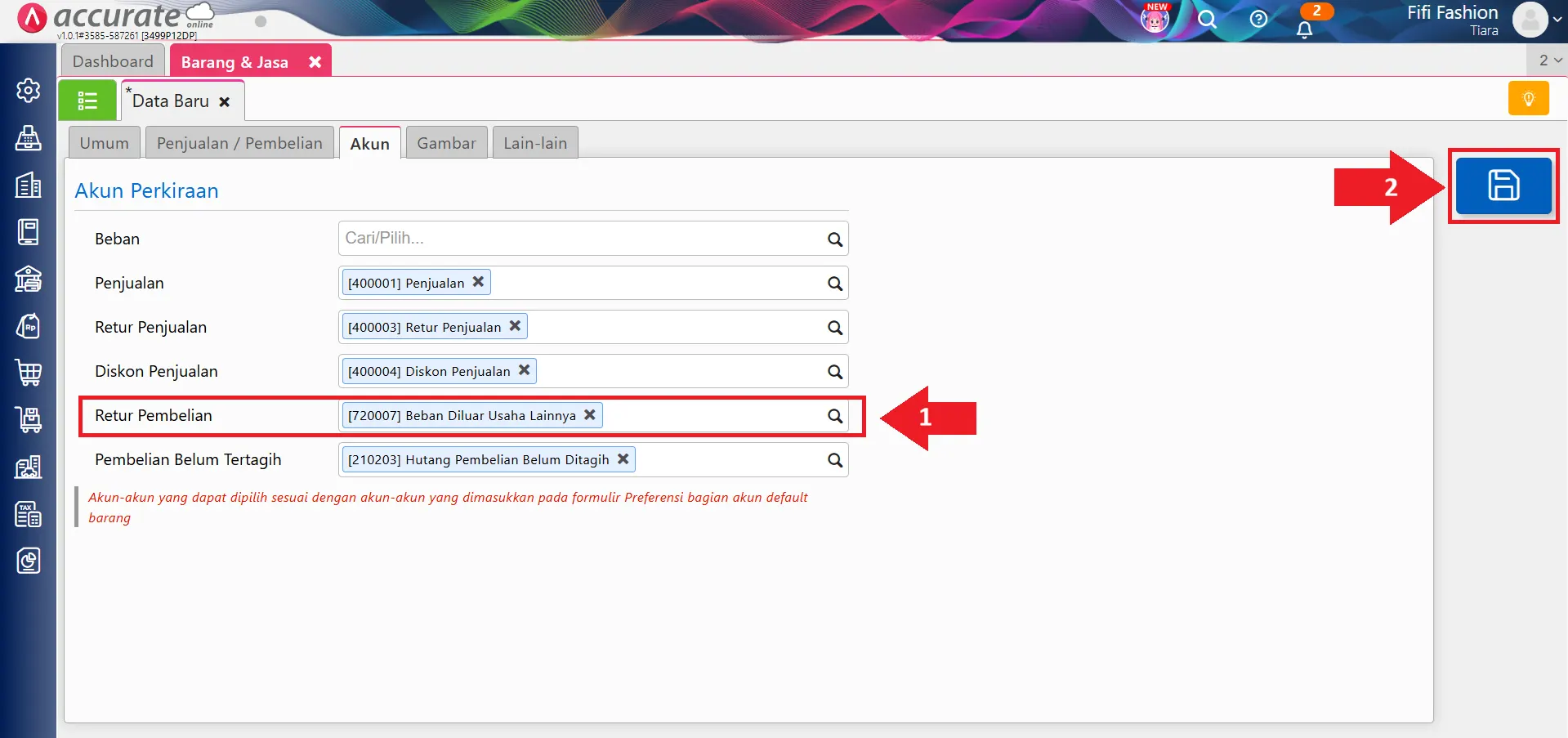 retur biaya dari faktur pembelian