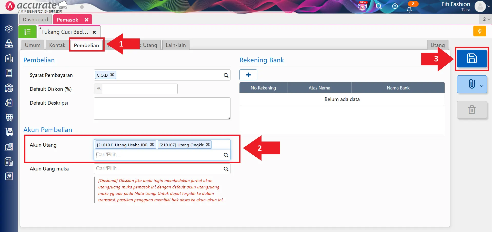 mengatur akun utang pemasok lebih