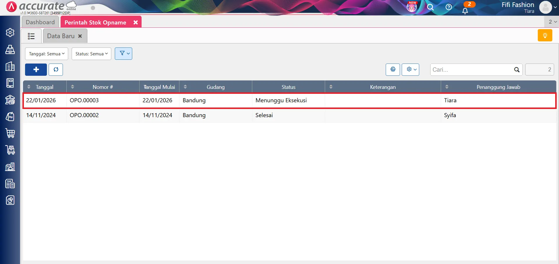 solusi perintah stok opname tidak tampil
