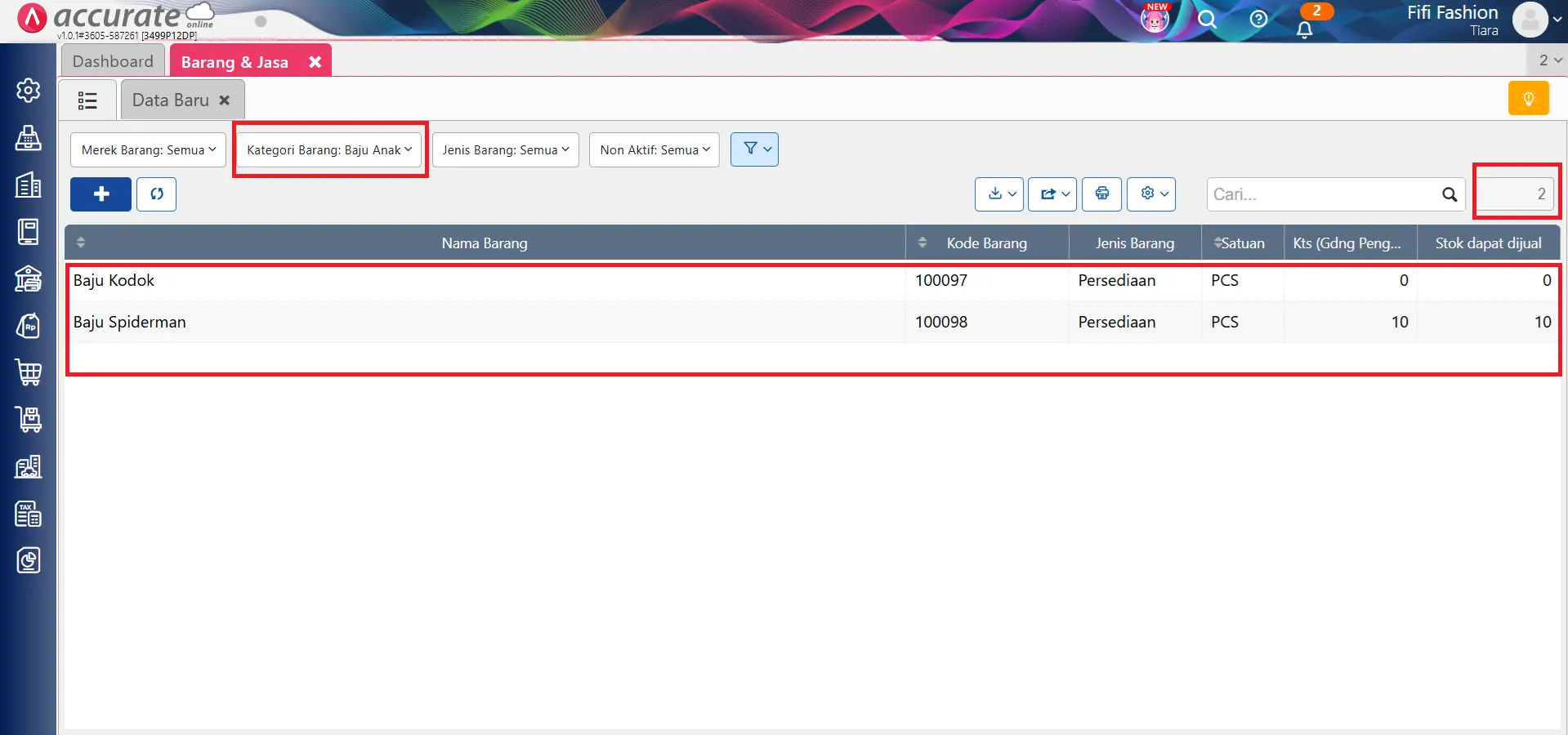 total barang stok opname berbeda