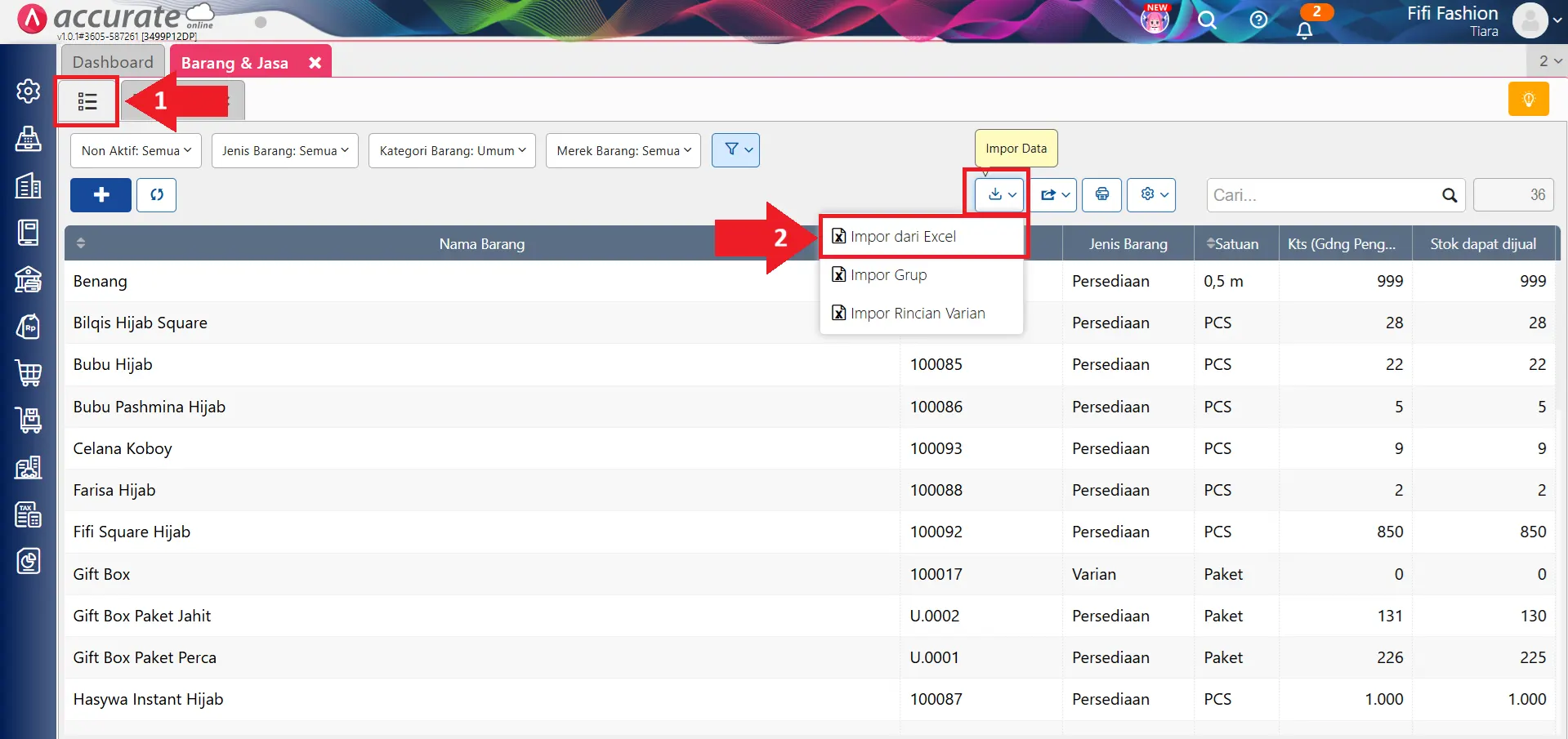 import barang saldo awal per gudang