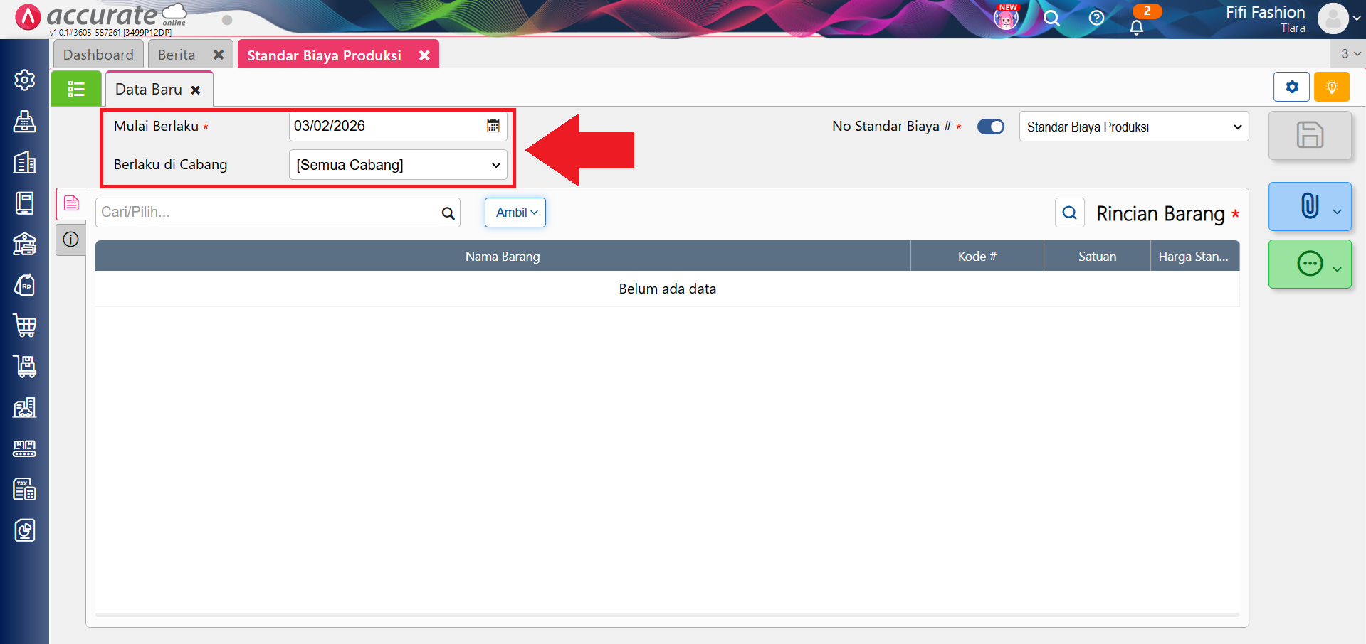 standar biaya produksi