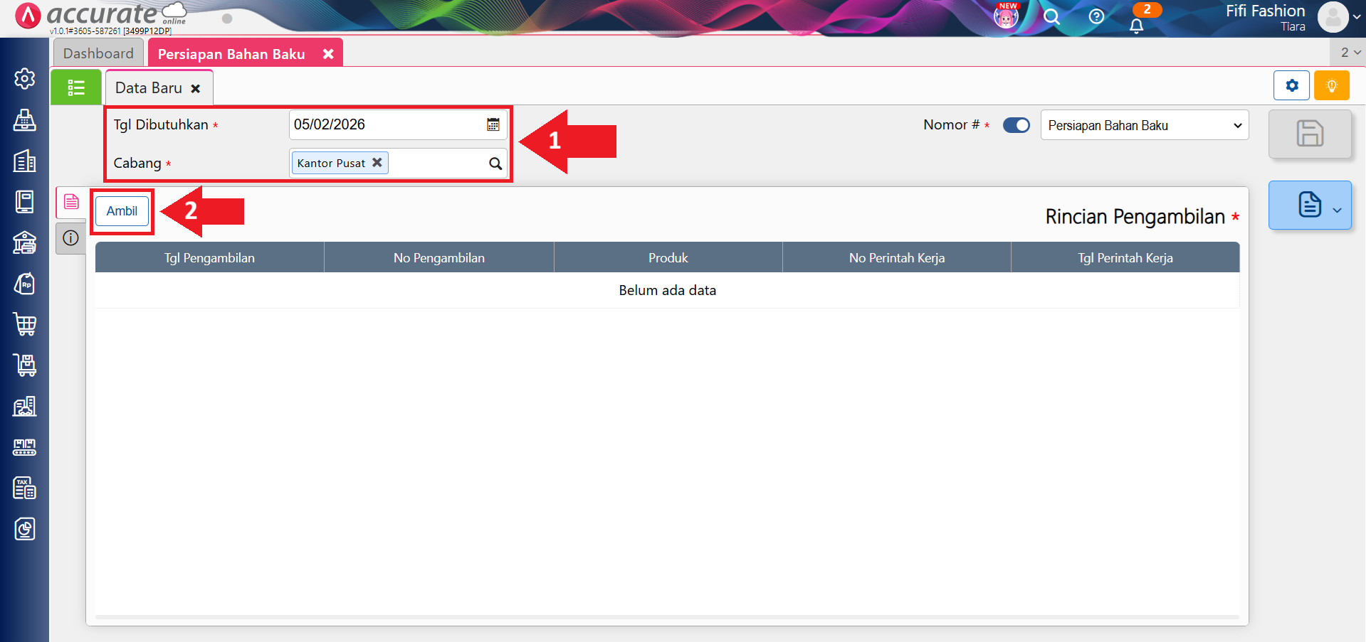 mencatat persiapan bahan baku