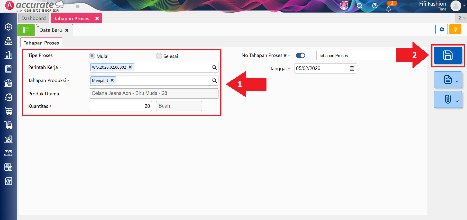 fitur tahapan proses Produksi