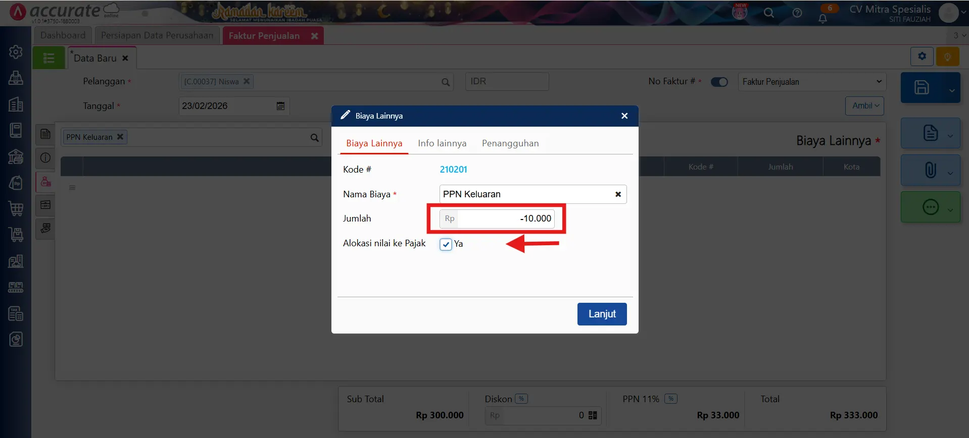 mengakui PPN keluaran