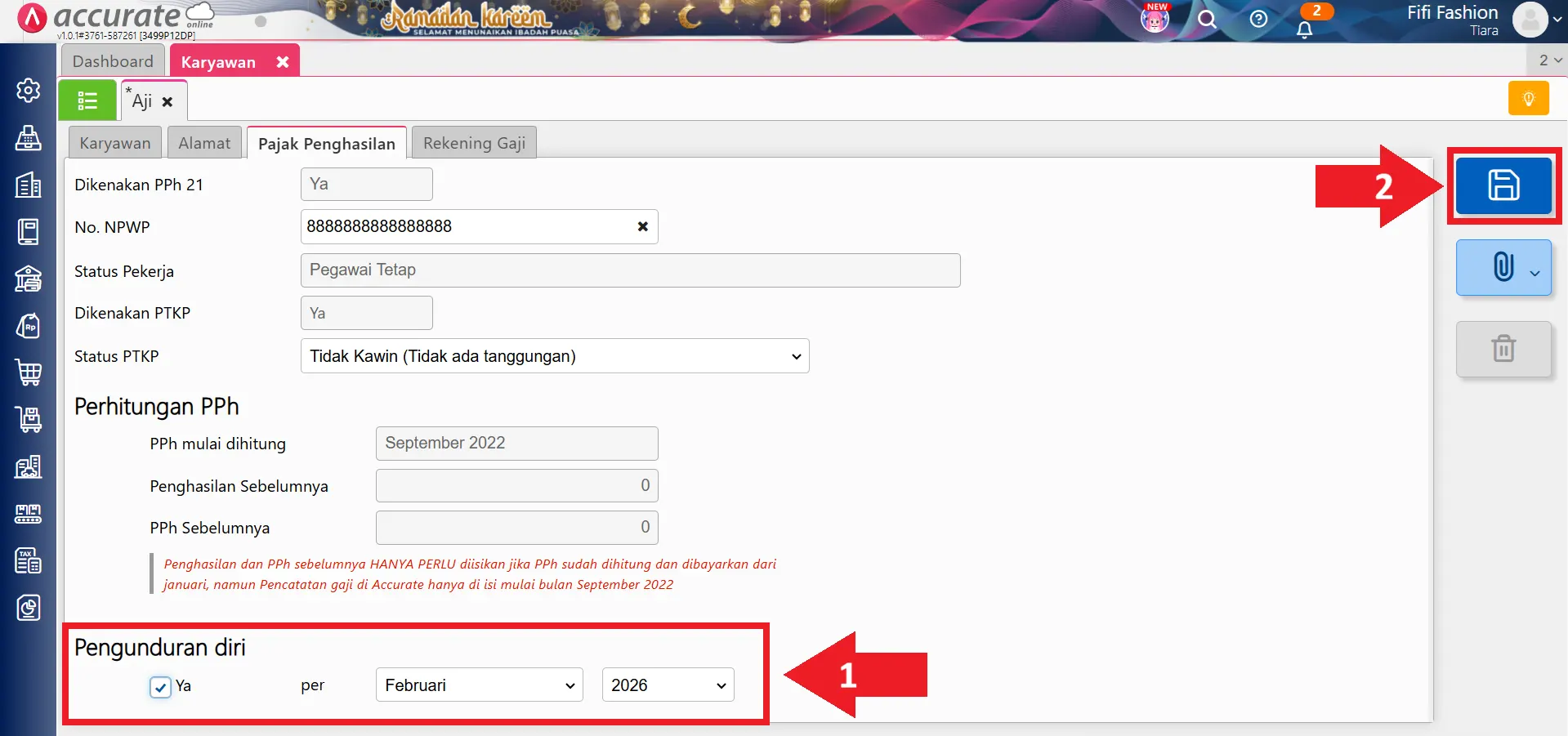 catat resign & hitung PPh 21