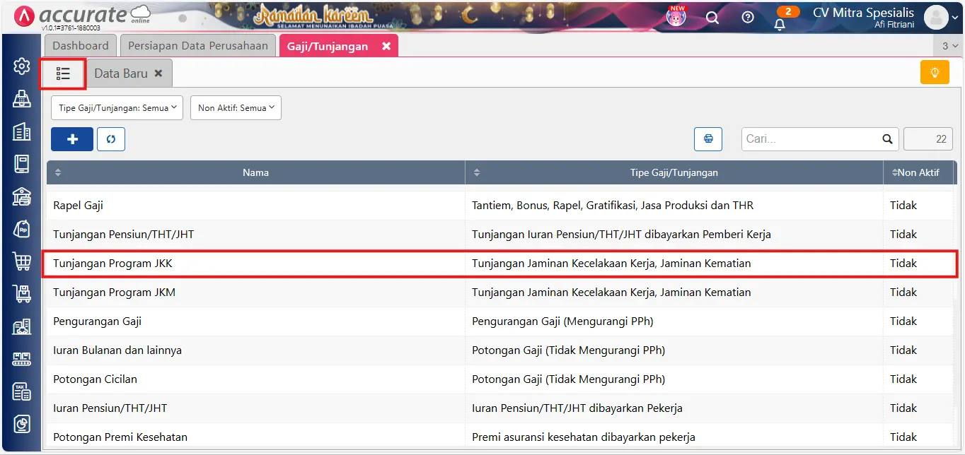 error akun beban gaji harus diisi