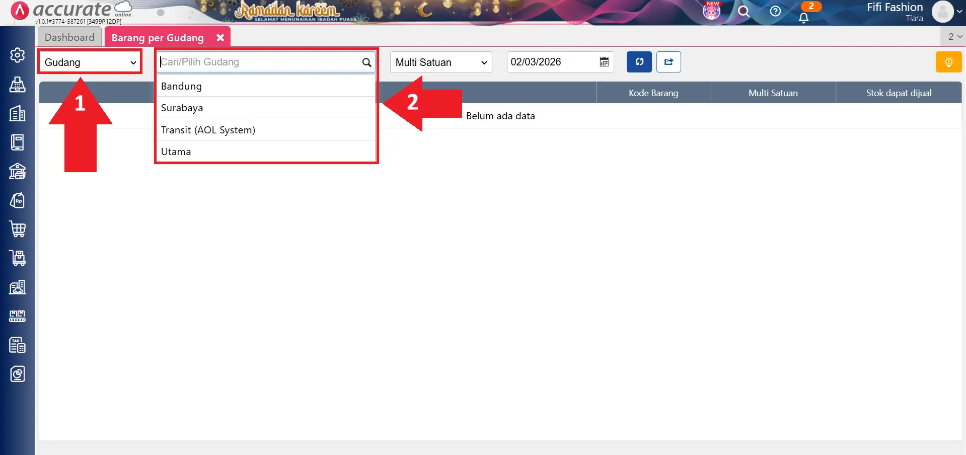 barang per gudang dan cara melihatnya