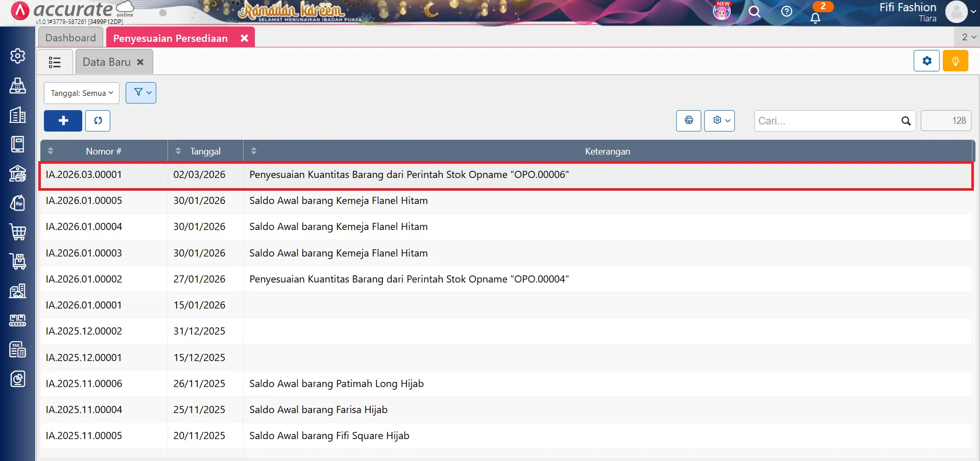 hapus perintah stock opname