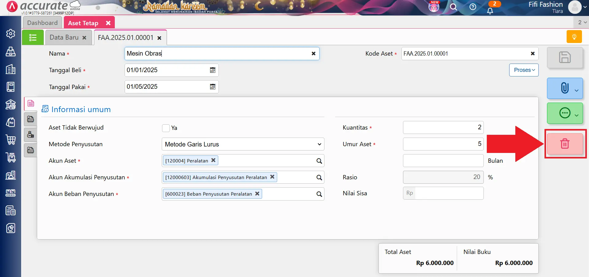 Cara menghapus aset tetap