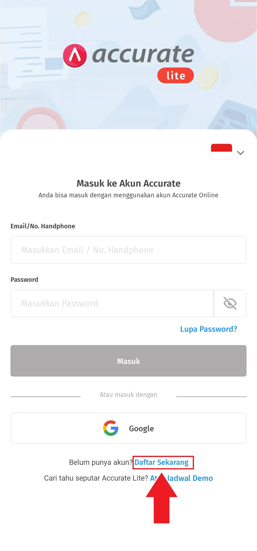 daftar & login Accurate Lite