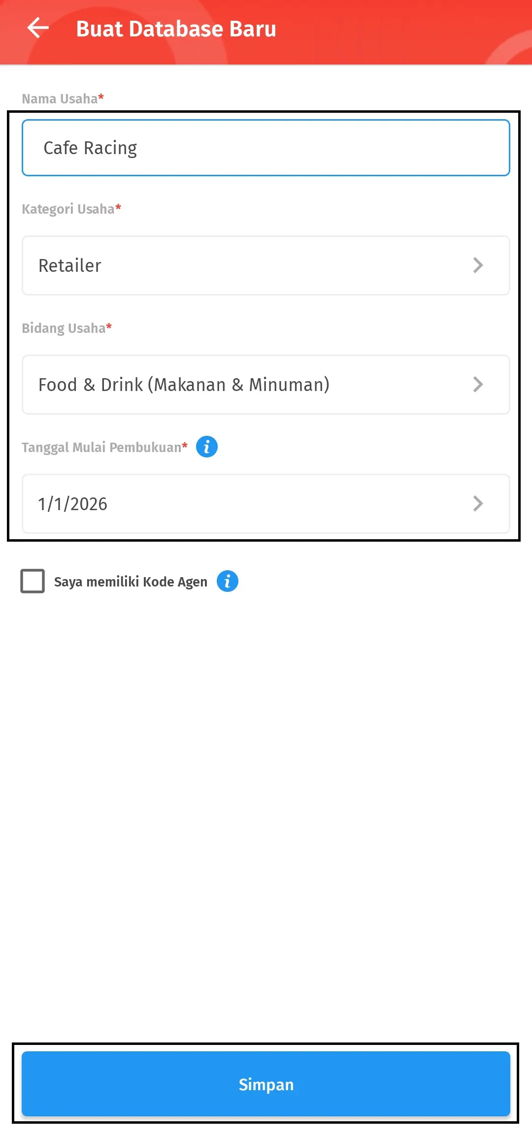 membuat data usaha baru