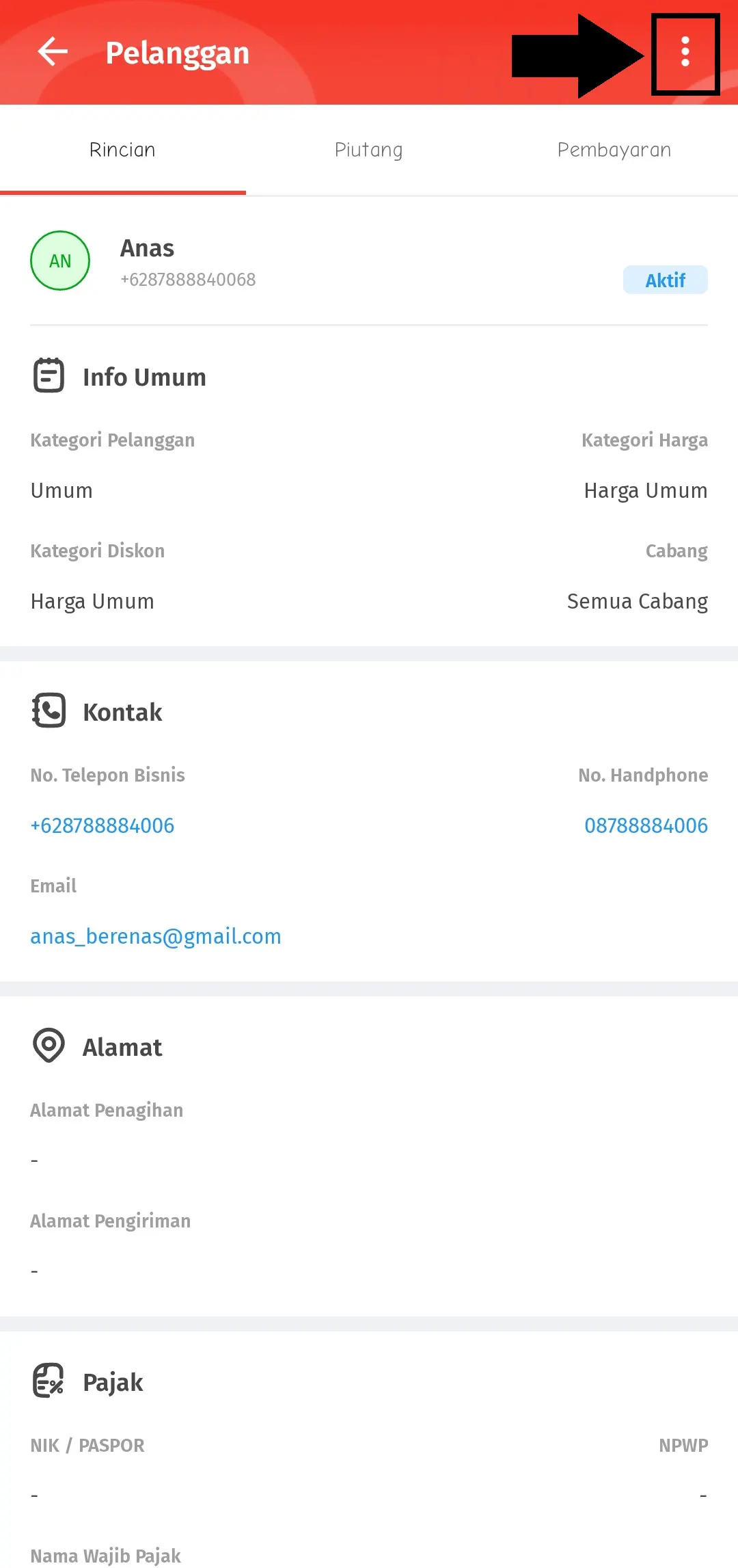 mengisi saldo piutang