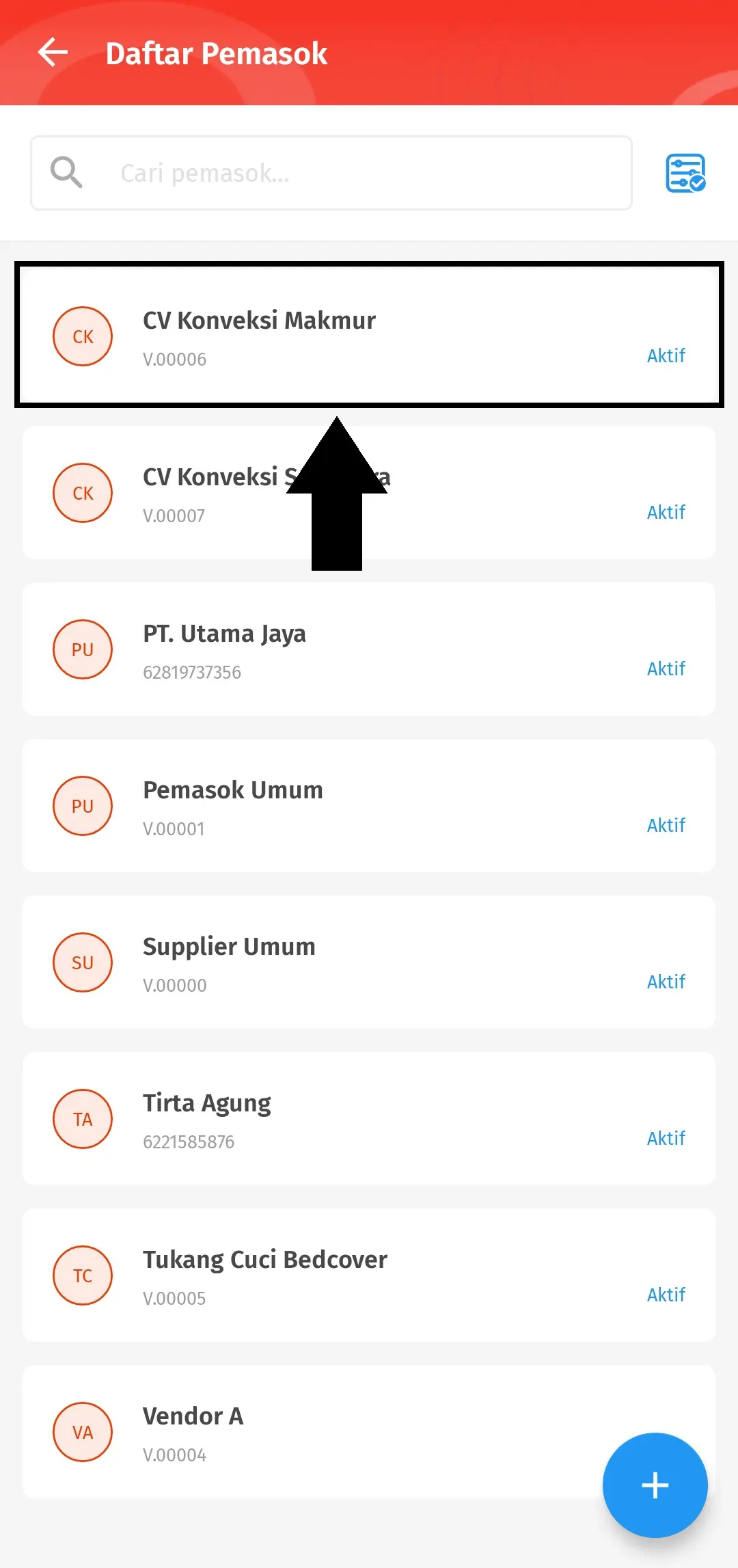 mengisi saldo utang pemasok