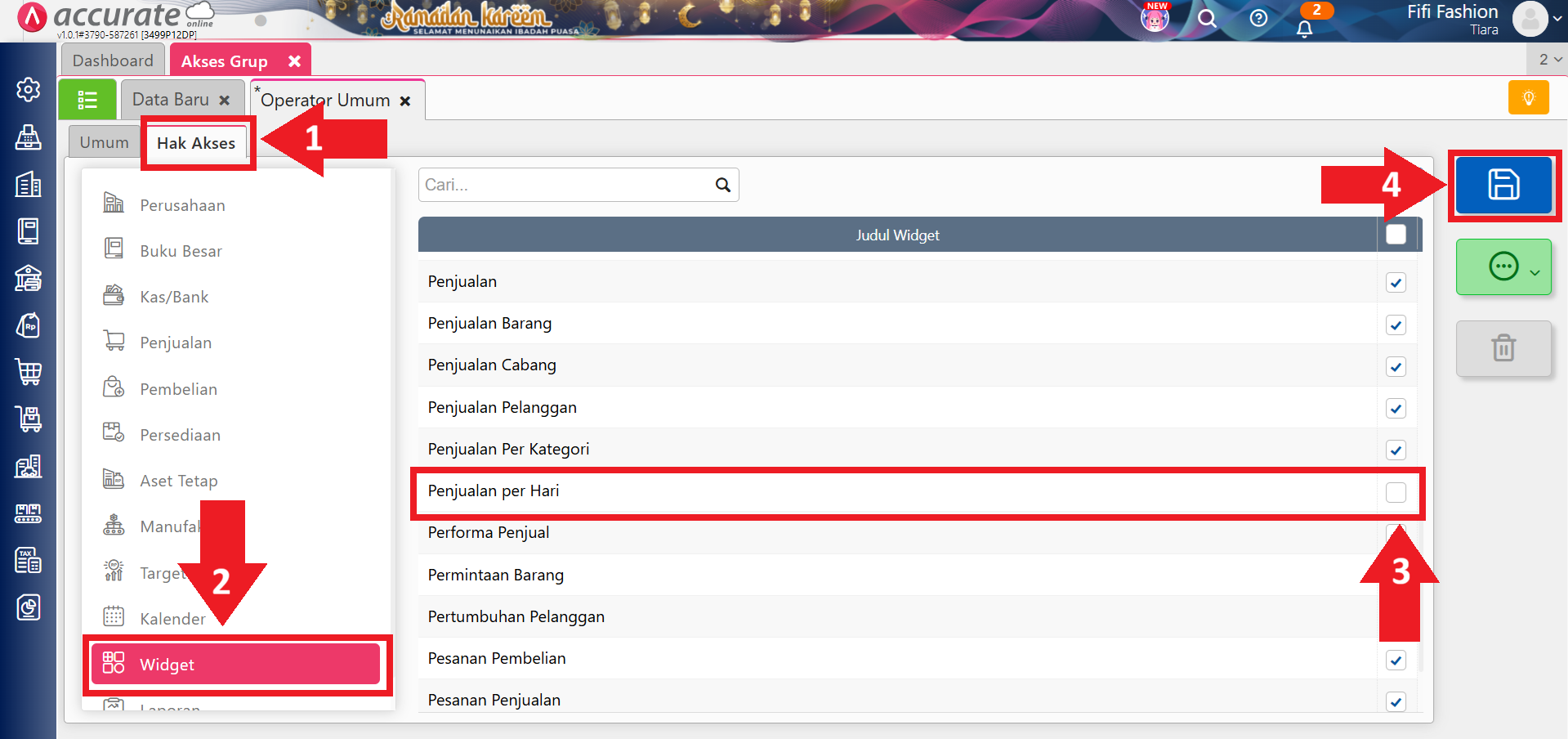 menonaktifkan widget penjualan