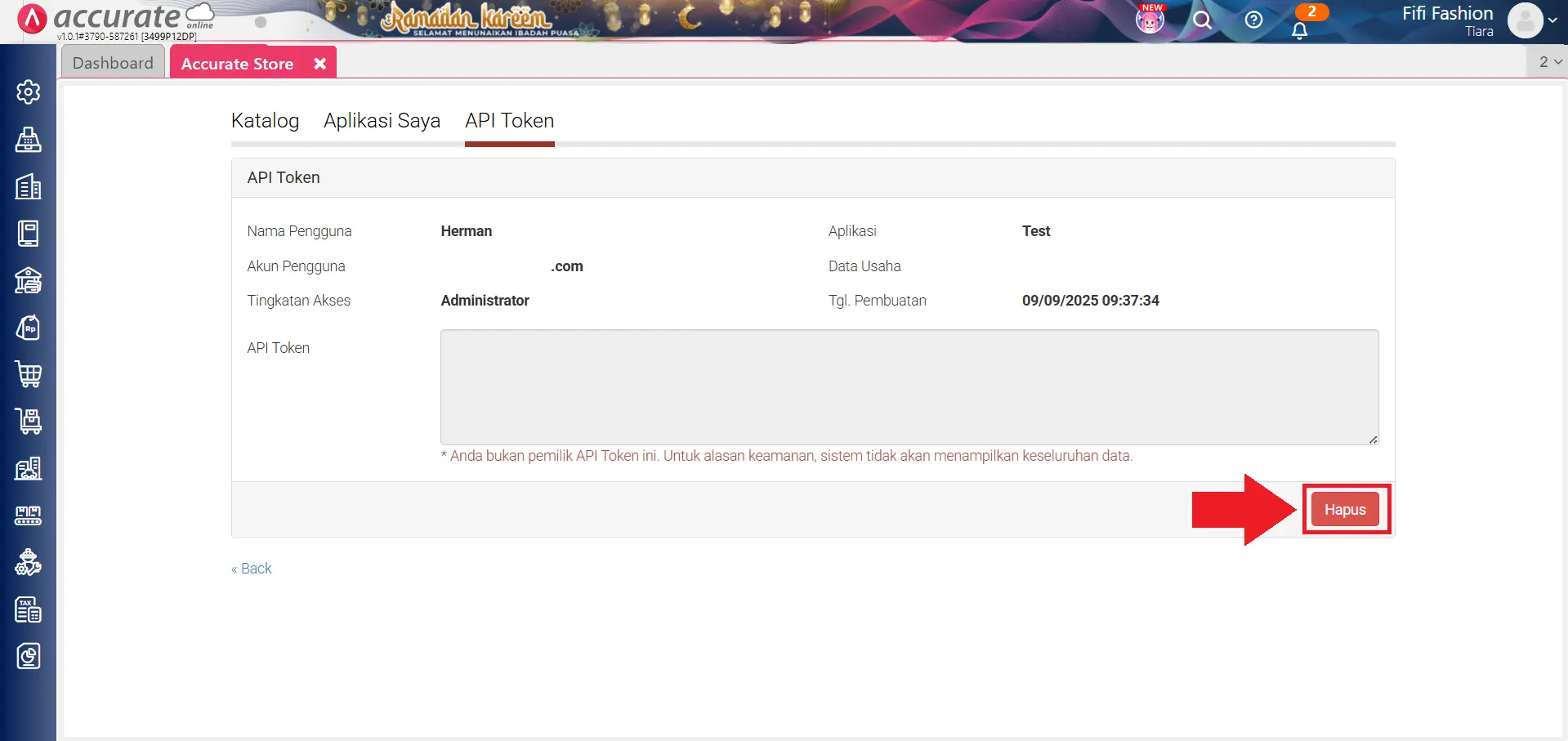 menonaktifkan integrasi API