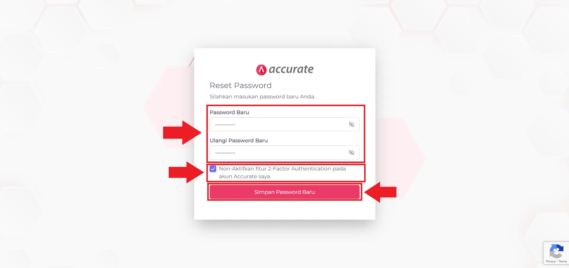 menonaktifkan fitur 2FA