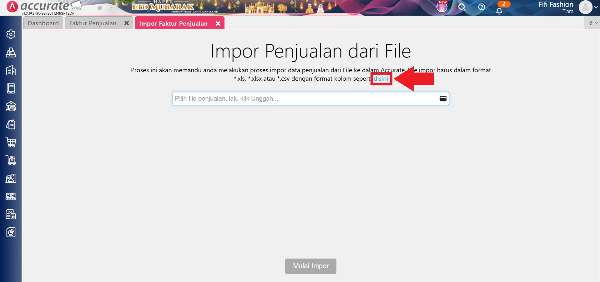 mengimpor faktur dari pengiriman pesanan