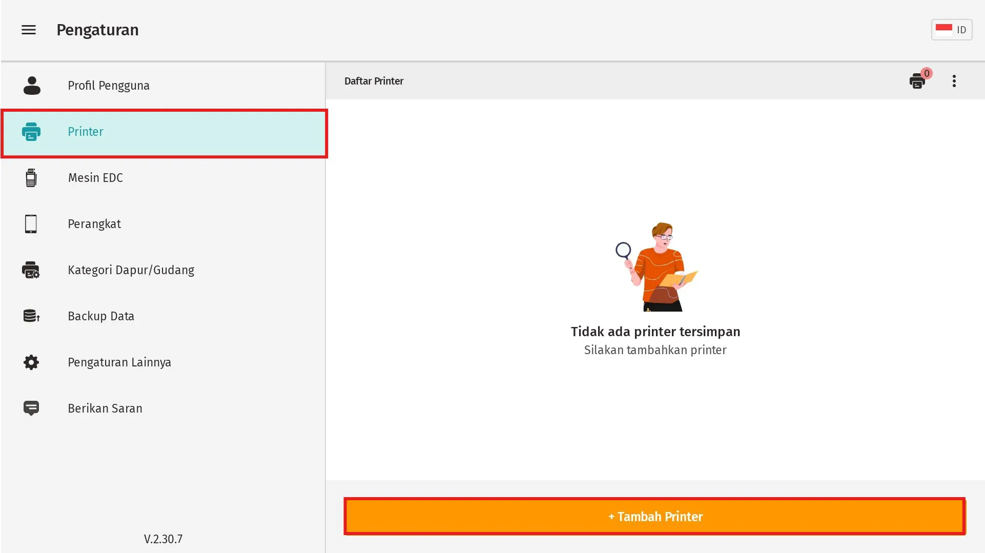 setting printer bluetooth