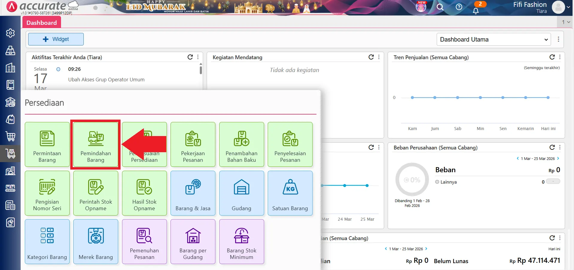 memindahkan stok barang rusak ke gudang rusak