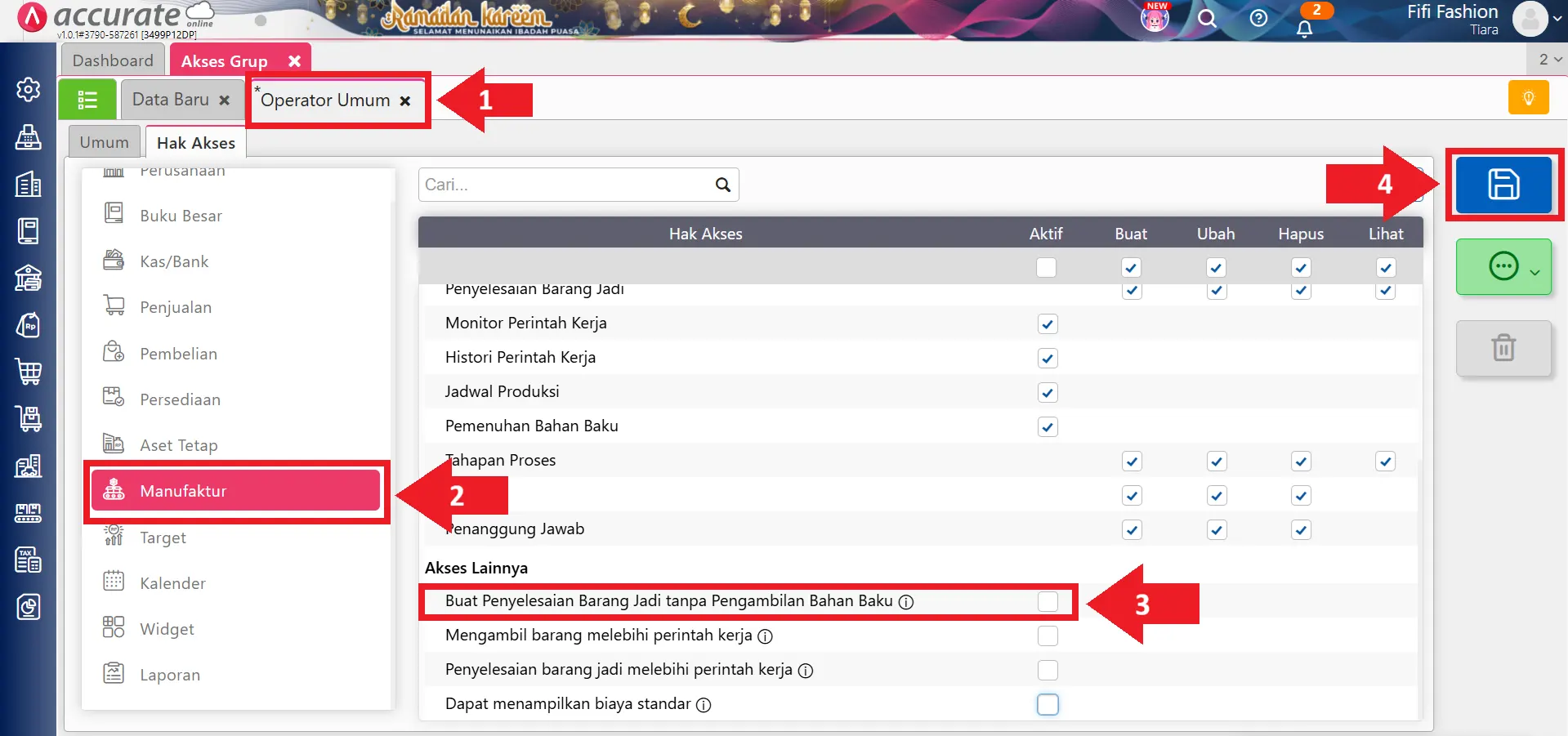 batasi akses penyelesaian barang jadi produksi