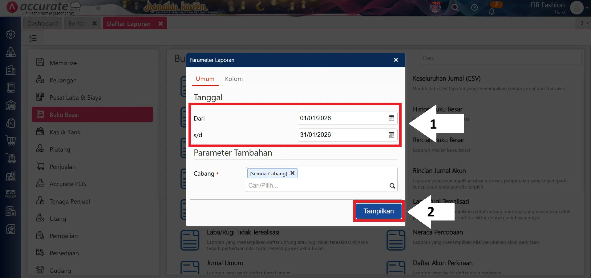 menampilkan nomor urut