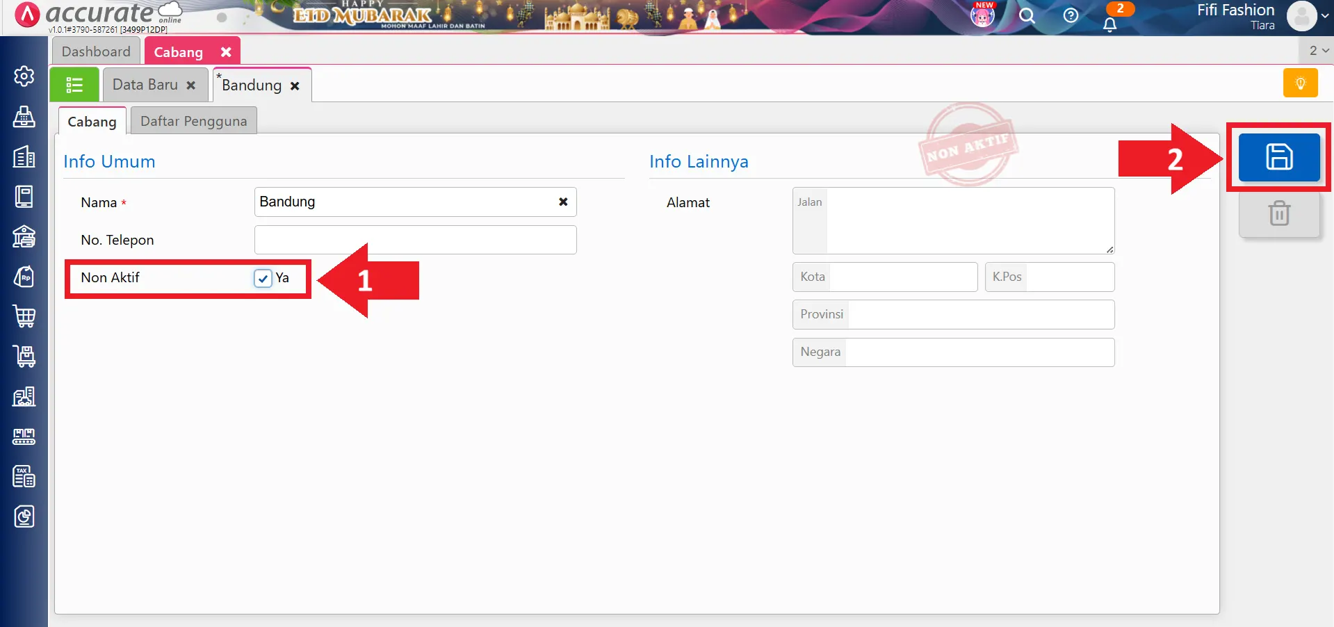menonaktifkan cabang multi branch