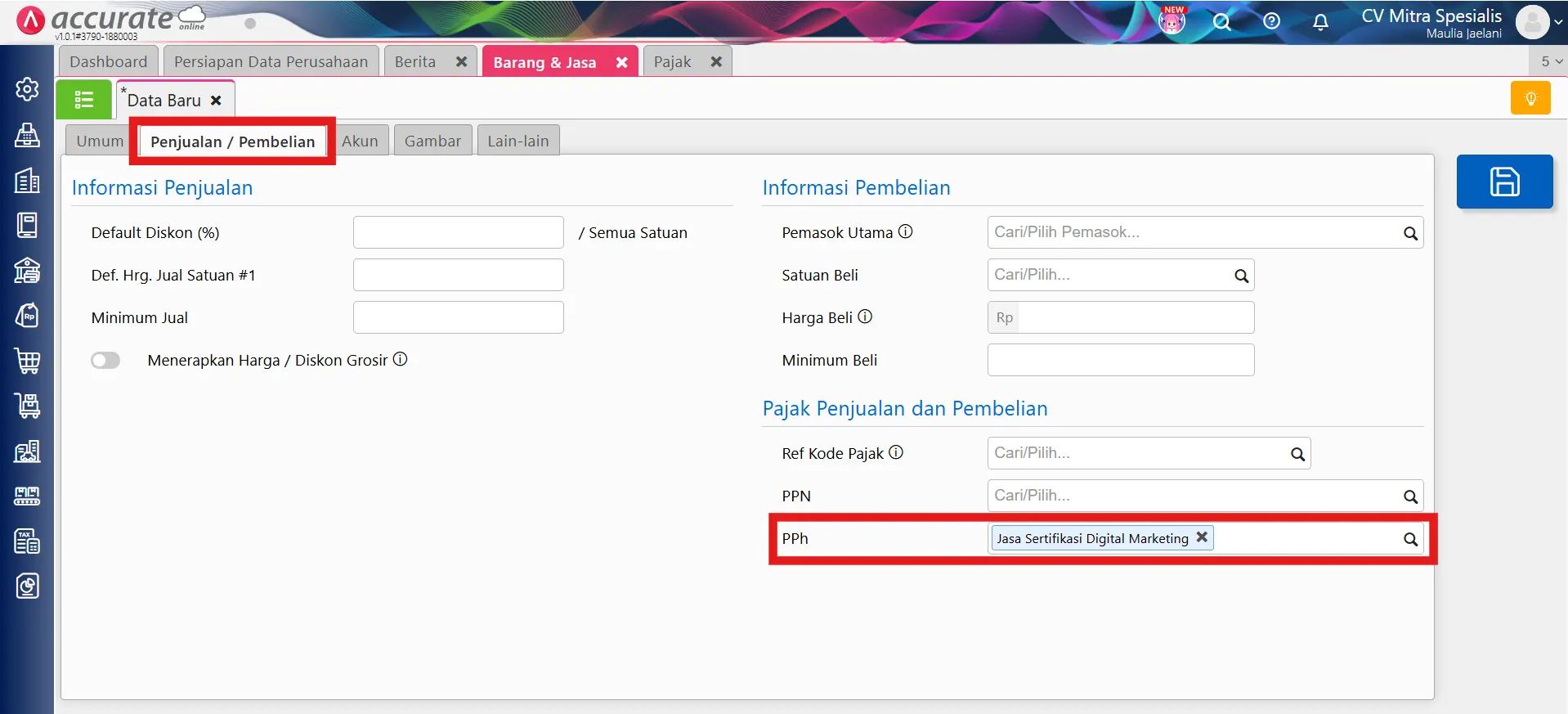 mencatat PPh 23 penjualan jasa
