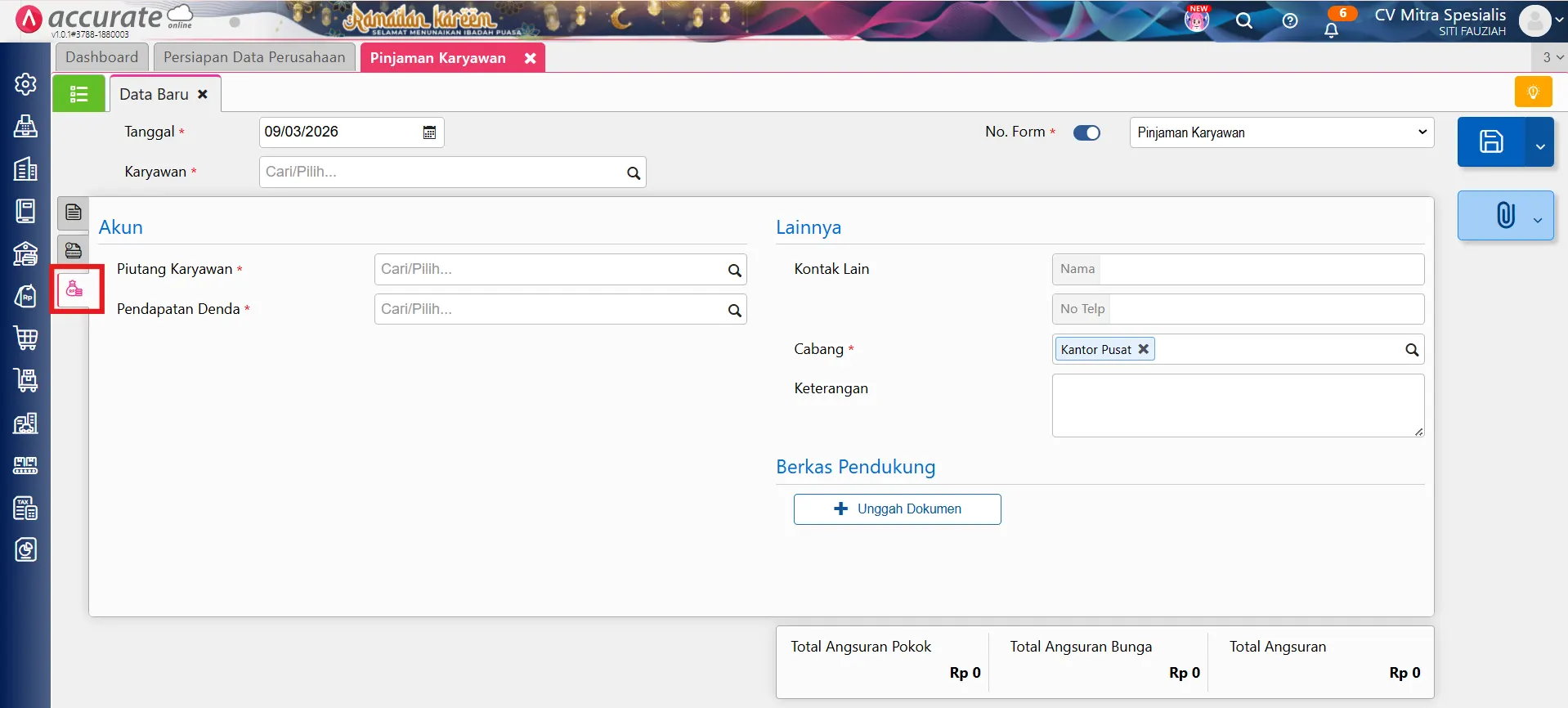 Fitur pinjaman karyawan