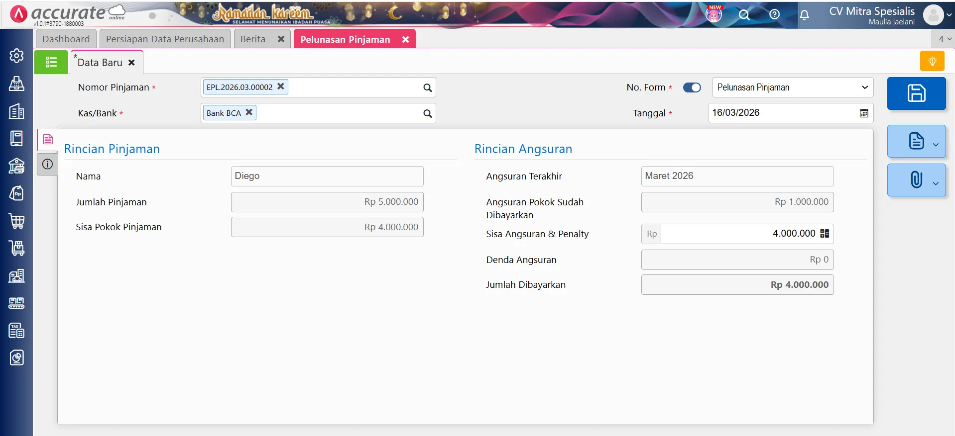 membuat pelunasan pinjaman