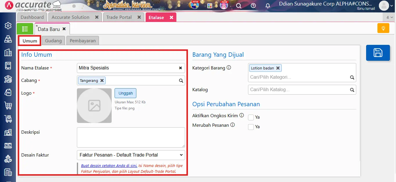 membuat dan setting etalase toko
