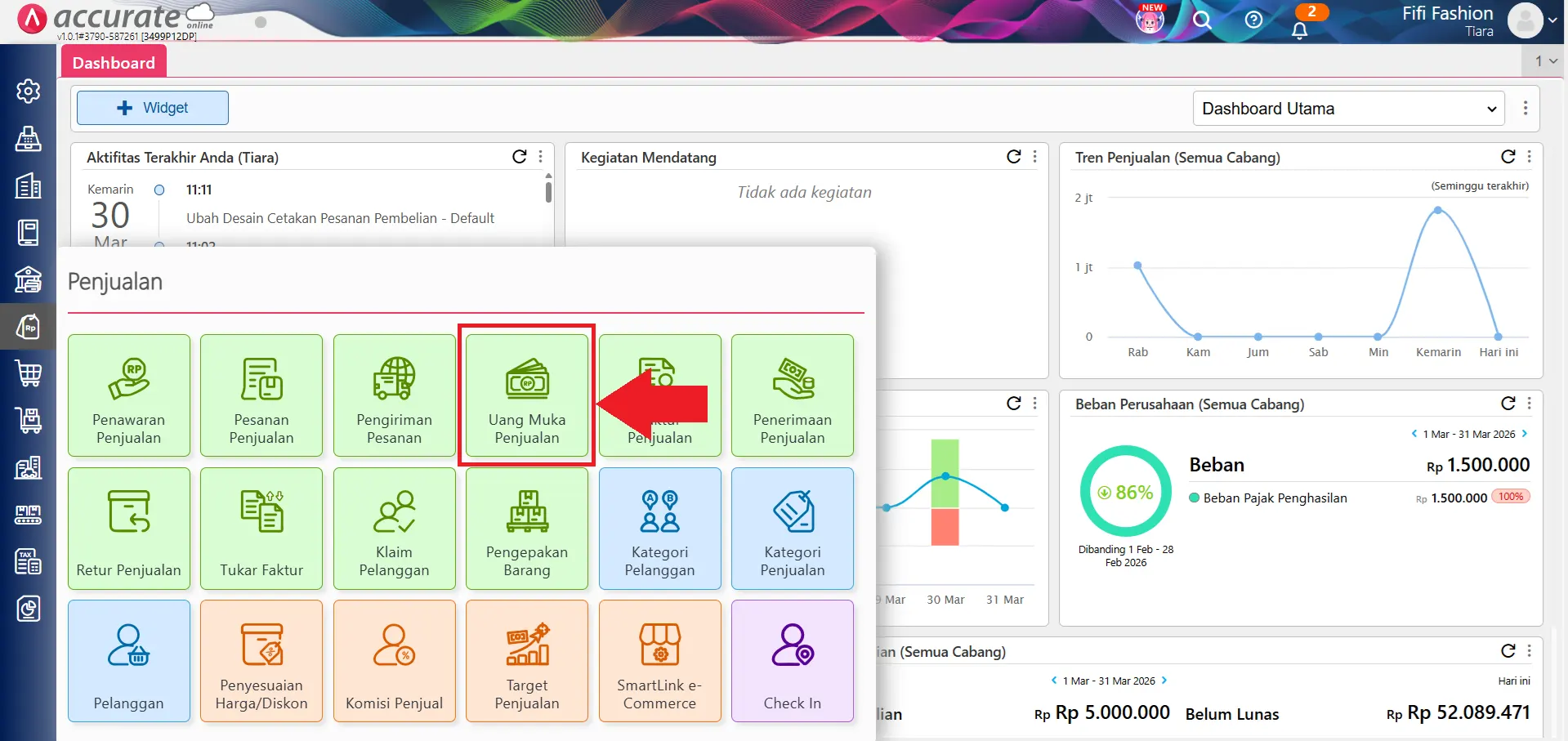 mencatat saldo awal uang muka penjualan