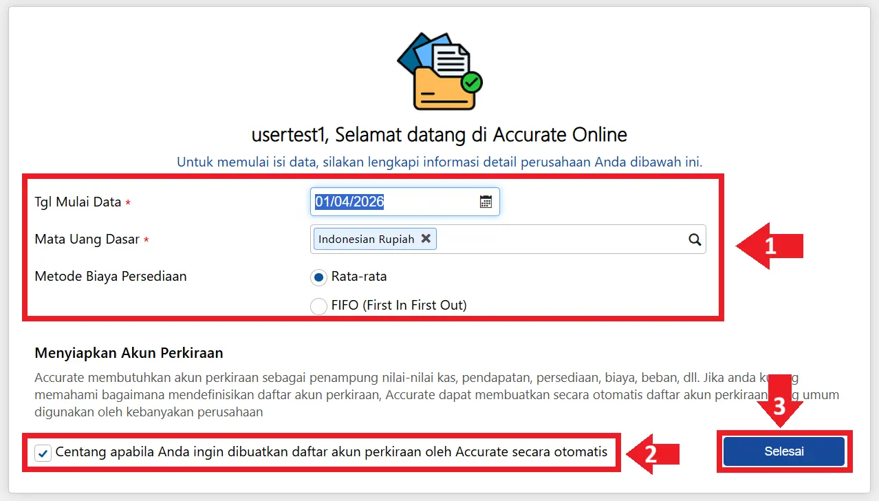 buat data usaha baru Accurate