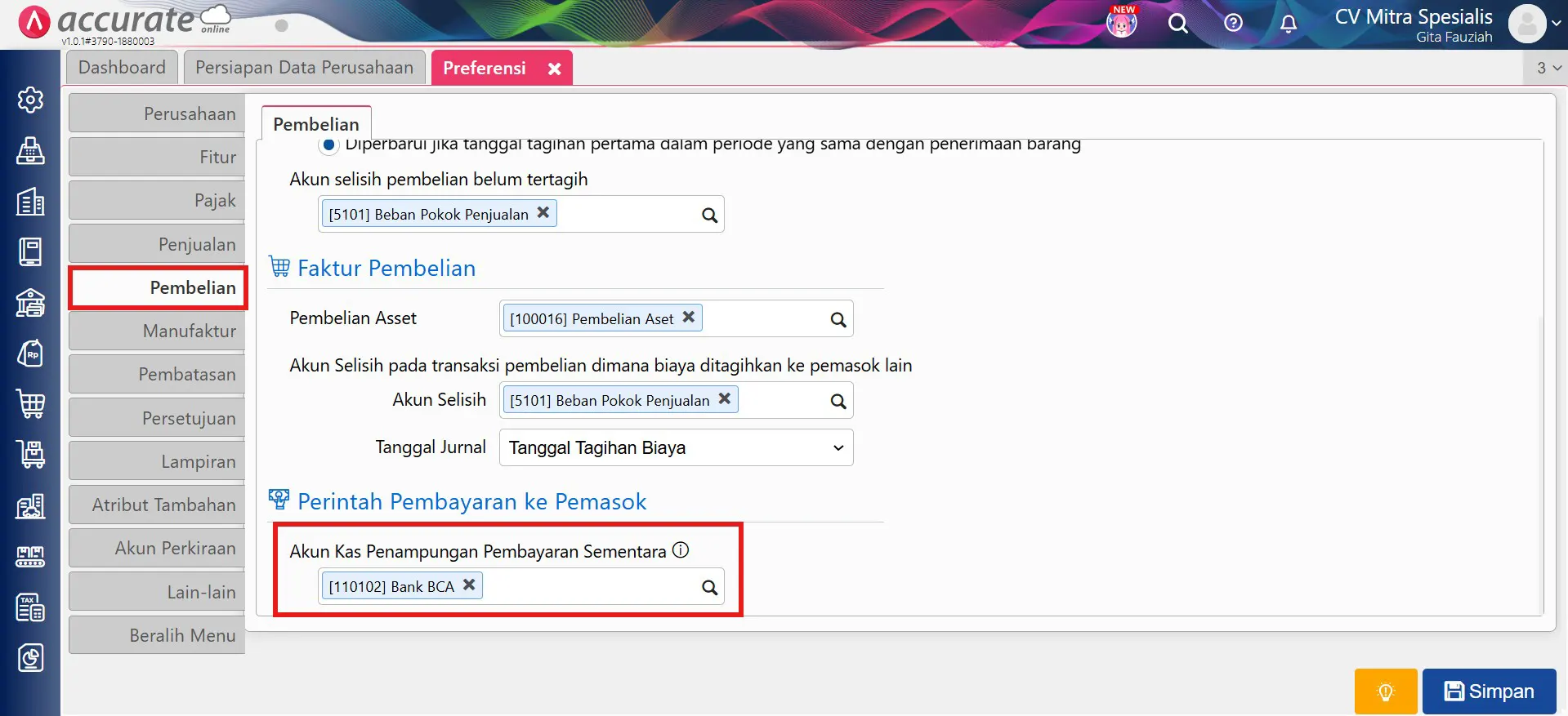 error akun kas perintah bayar