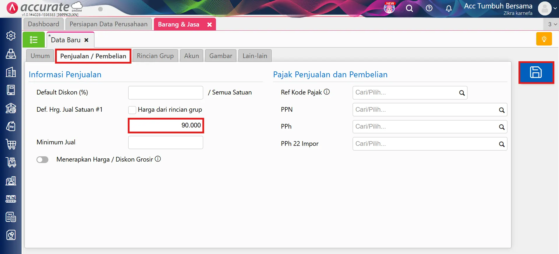mengatur produk berdasarkan modifier
