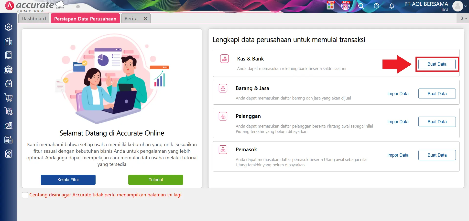 Mengisi data awal