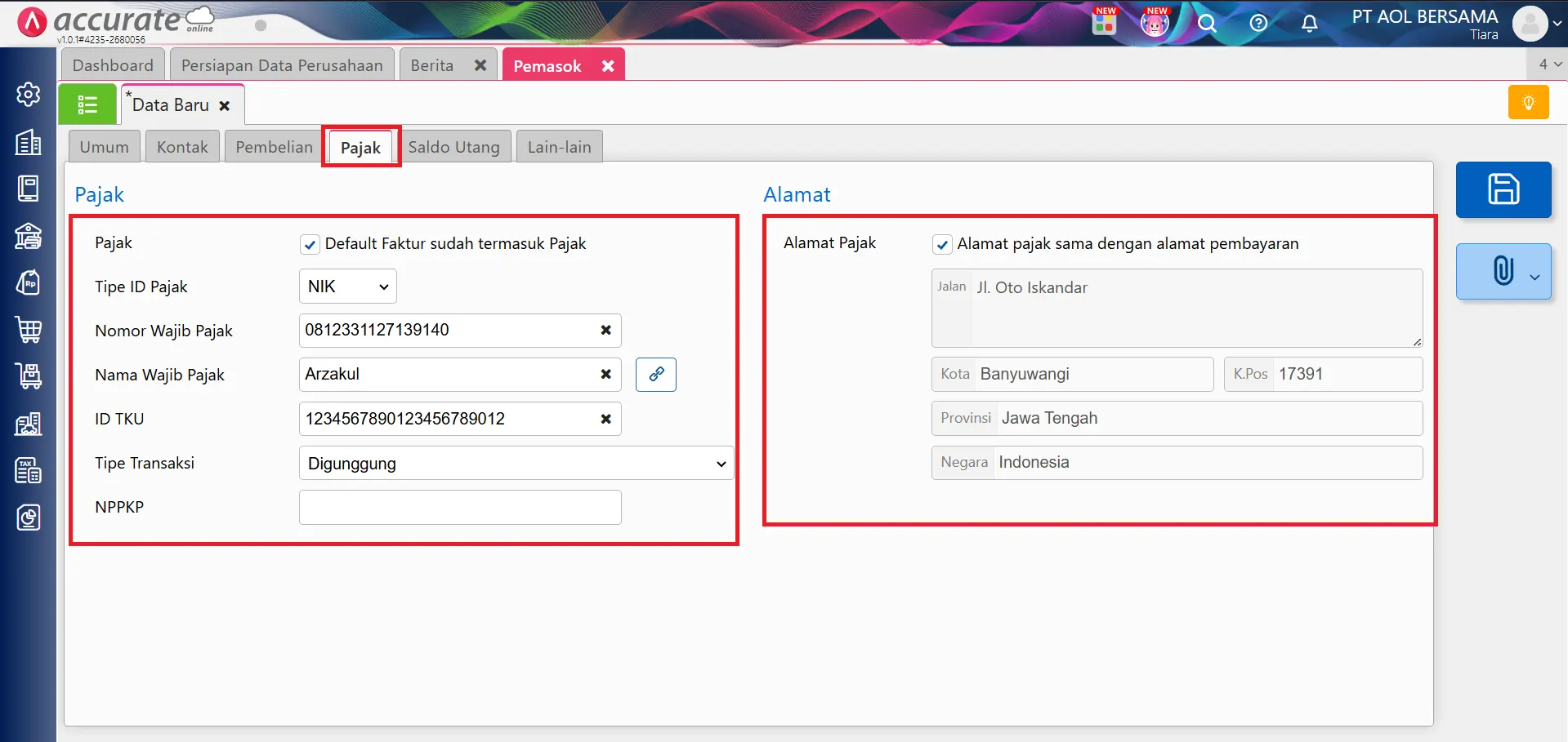 Mengisi data awal