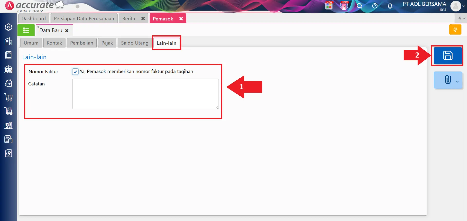 Mengisi data awal