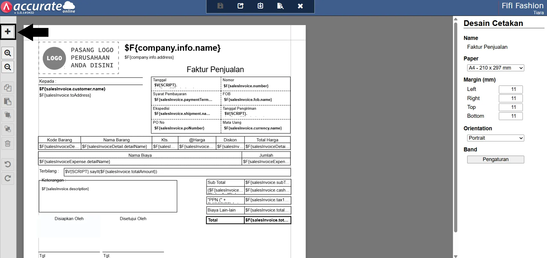 menampilkan status lunas di faktur penjualan